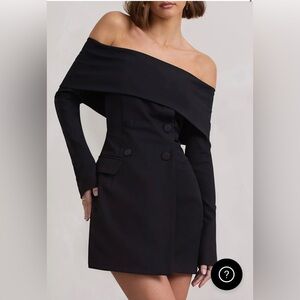 TARA 
BLACK BARDOT TAILORED BLAZER DRESS